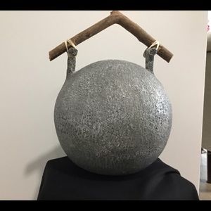 Twice kiln fired clay ceramic sphere with handle!